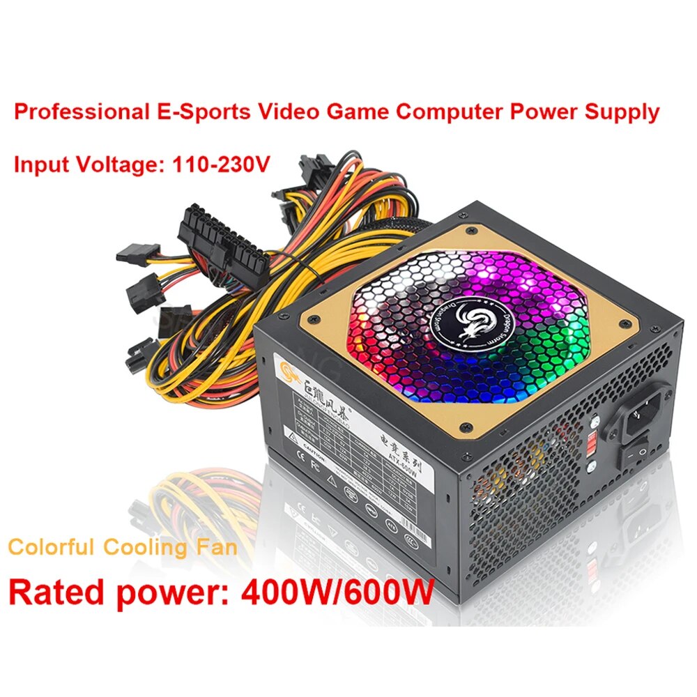 ATX 400W 600W 110-230V RGB 12V - Power Supply 750W บทวิจารณ์และราคา